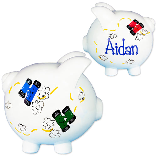 personalized race car piggy bank