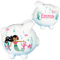 Hand Painted Personalized Classic Mermaid Piggy Bank - Dark Skin