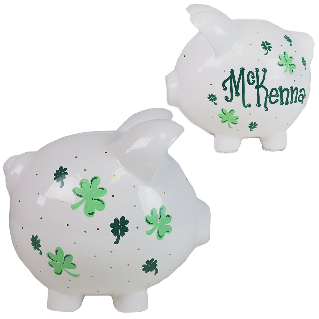 custom Irish shamrock piggy bank 