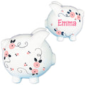 Hand Painted Pink Navy Rosie Posi Piggy Bank