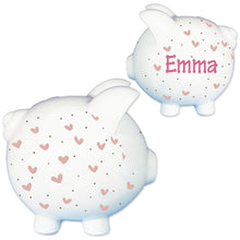 Hand Painted Dainty Hearts Piggy Bank
