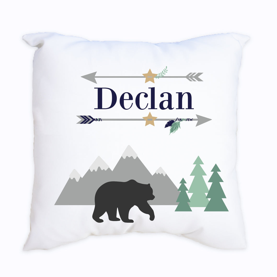 Personalized Mountain Bear Throw Pillowcase