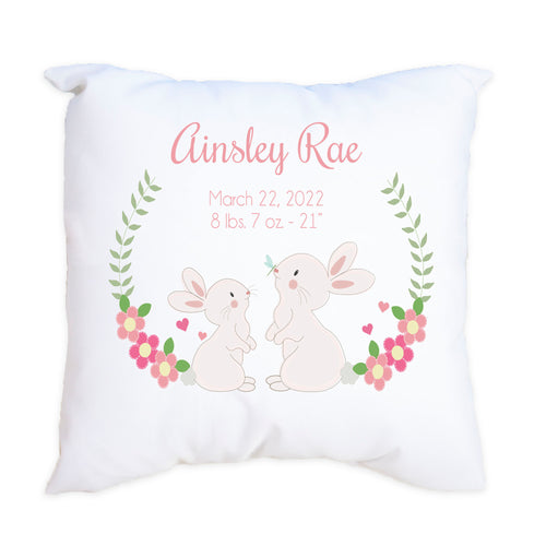 Personalized Floral Bunny Throw Pillowcase