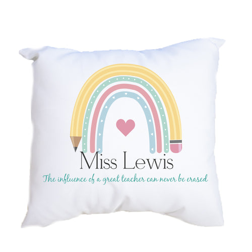 Personalized Teacher Rainbow Throw Pillowcase