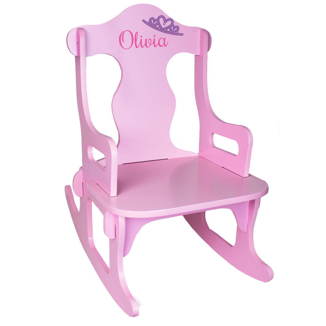 Pink Puzzle Rocking Chair - Single Princess Crown