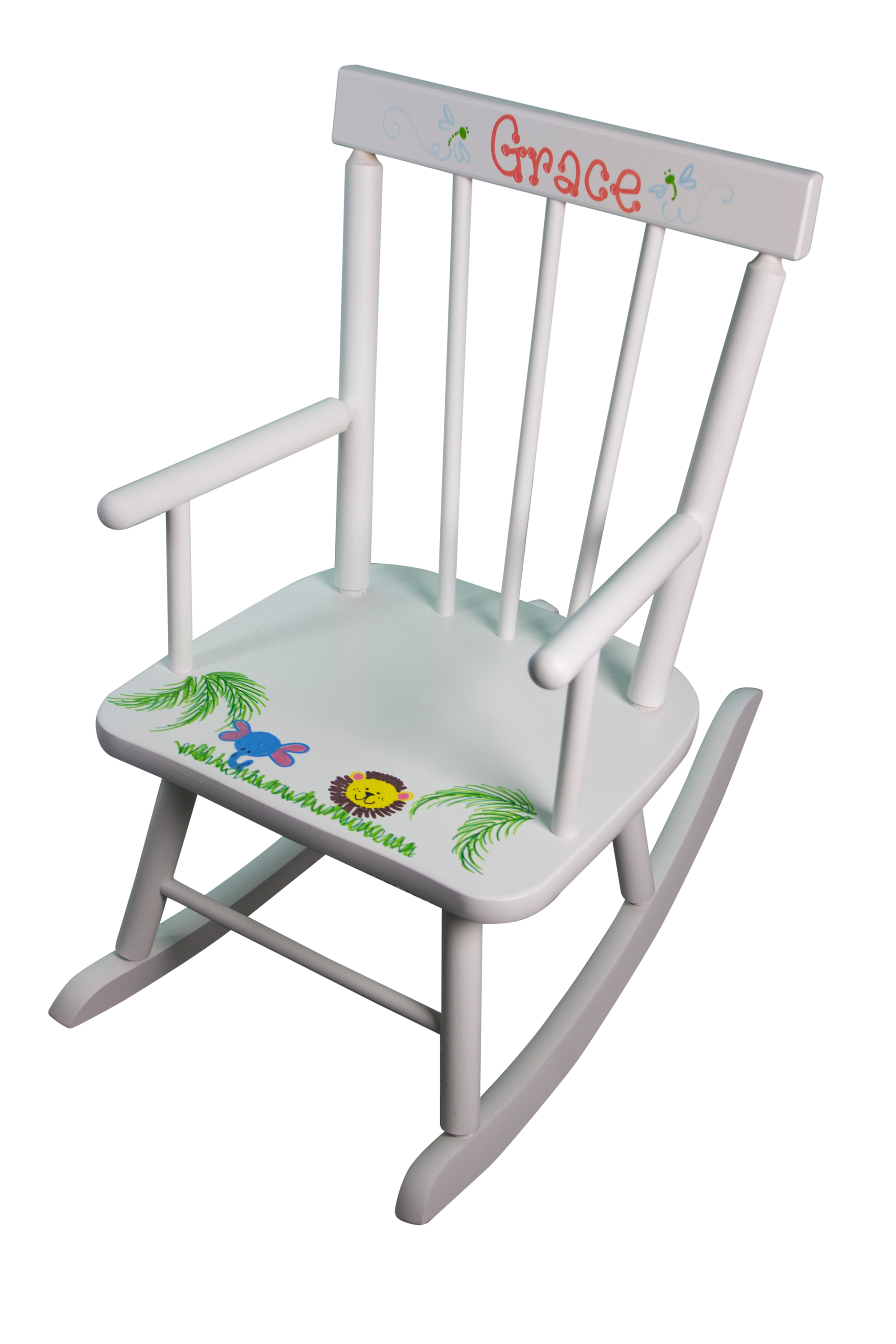 personalized white rocking chair