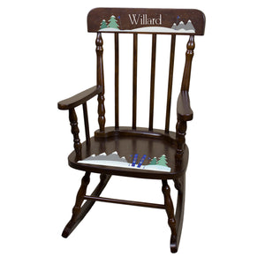 Mountain Ski Spindle Rocking Chair - Espresso