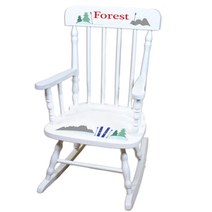 Mountain Ski White Spindle Rocking Chair