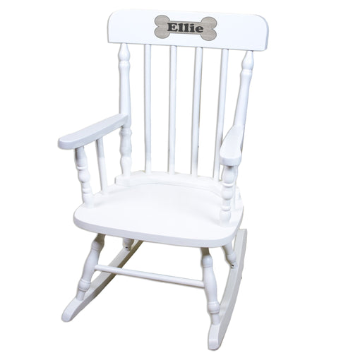 White Spindle Rocking Chair - Wood Dog Bone