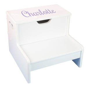Personalized Personalized White Storage Step Stool - Name Only