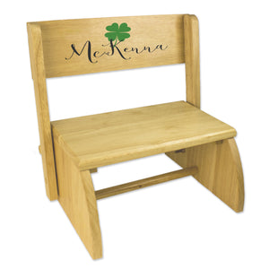 Personalized Lucky Clover Natural Flip Stool