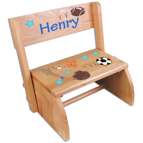 Hand Painted Childrens natural Wood Flip Stool
