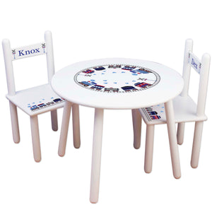boys personalized train table and 2 chair set