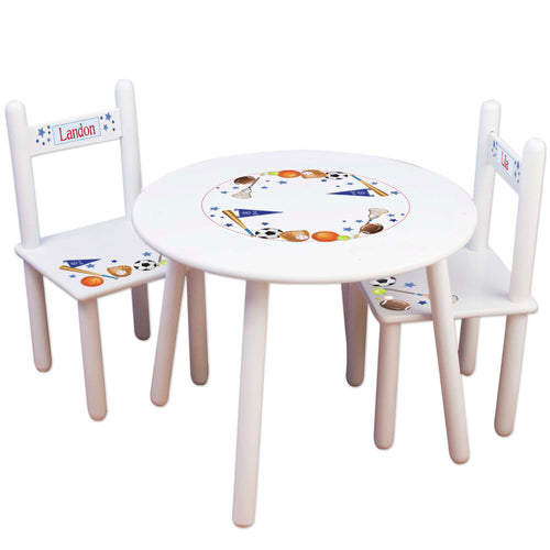 boys personalized sports table and 2 chair set