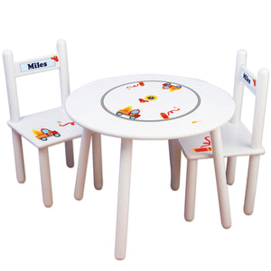 Childrens fire engine table chair set