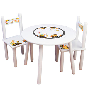 Boys construction table chair set personalized