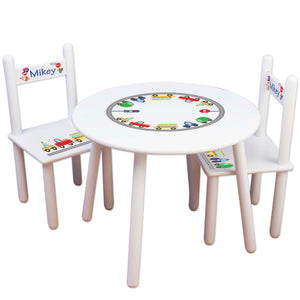 boys cars and trucks table chair set personalized