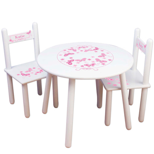 pink butterfly childs table chair set