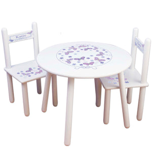 lavender butterfly childs table chair set