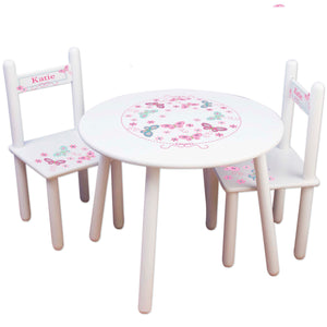 girls personalized pink aqua table chair set