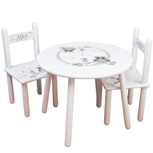 Personalized Table and Chairs with Grey owl