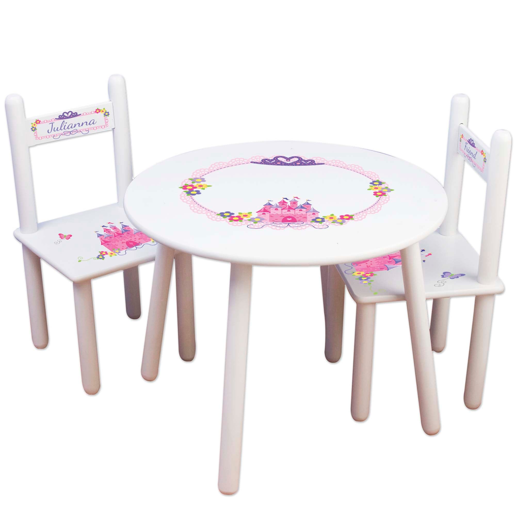 Children s White Table Chair Set Princess Castle Personalized Gifts My Bambino