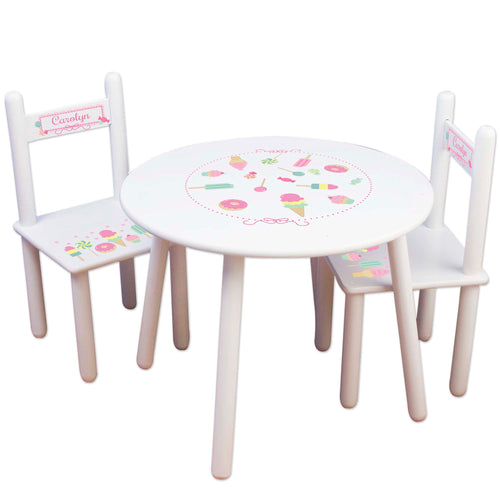 personalized sweet treat ice cream shoppe party table chair set
