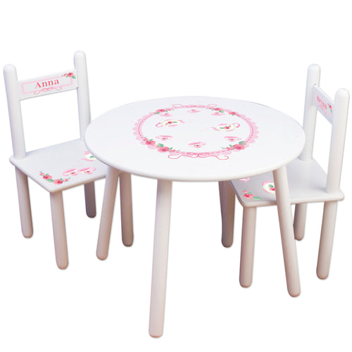 personalized tea party table chair set