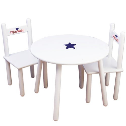 White Table Chair Set - Blue Star