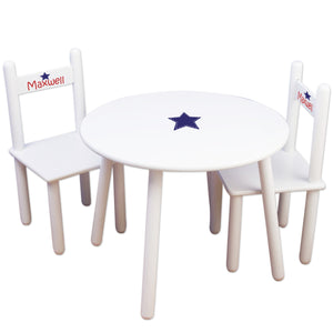 White Table Chair Set - Blue Star