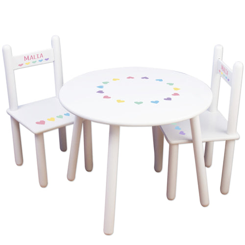 White Table Chair Set - Multihearts