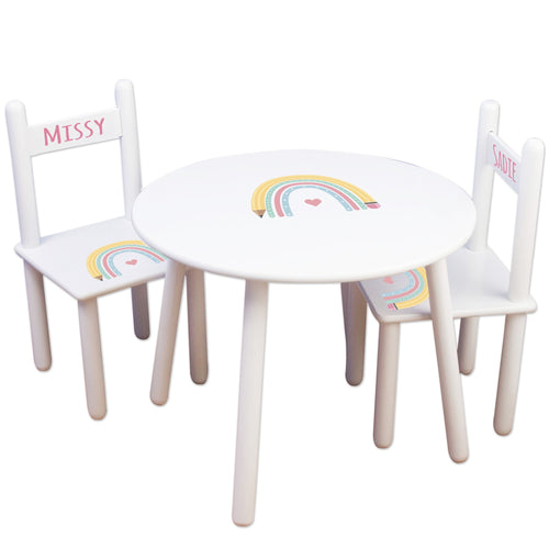 White Table Chair Set - Teacher Rainbow