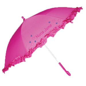 Girl's Hot Pink Ruffled Umbrella