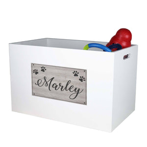 Open Top Toy Box - Paw Print Wood Plaque