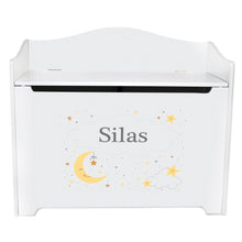 Personalized Celestial Moon White Toy Box Bench