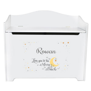 Personalized Moon and Back White Toy Box Bench