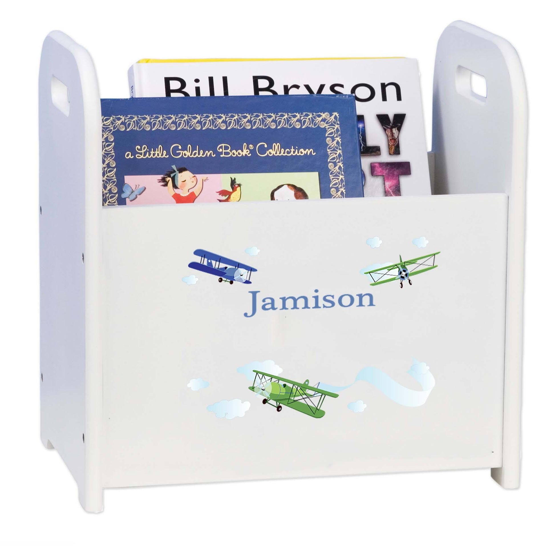 Personalized Child's Book ,storage Magazine Rack Airplane