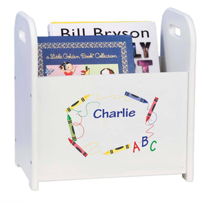 Personalized Crayon White Book Caddy And Rack