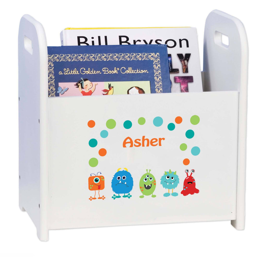 Personalized Monster Mash White Book Caddy And Rack