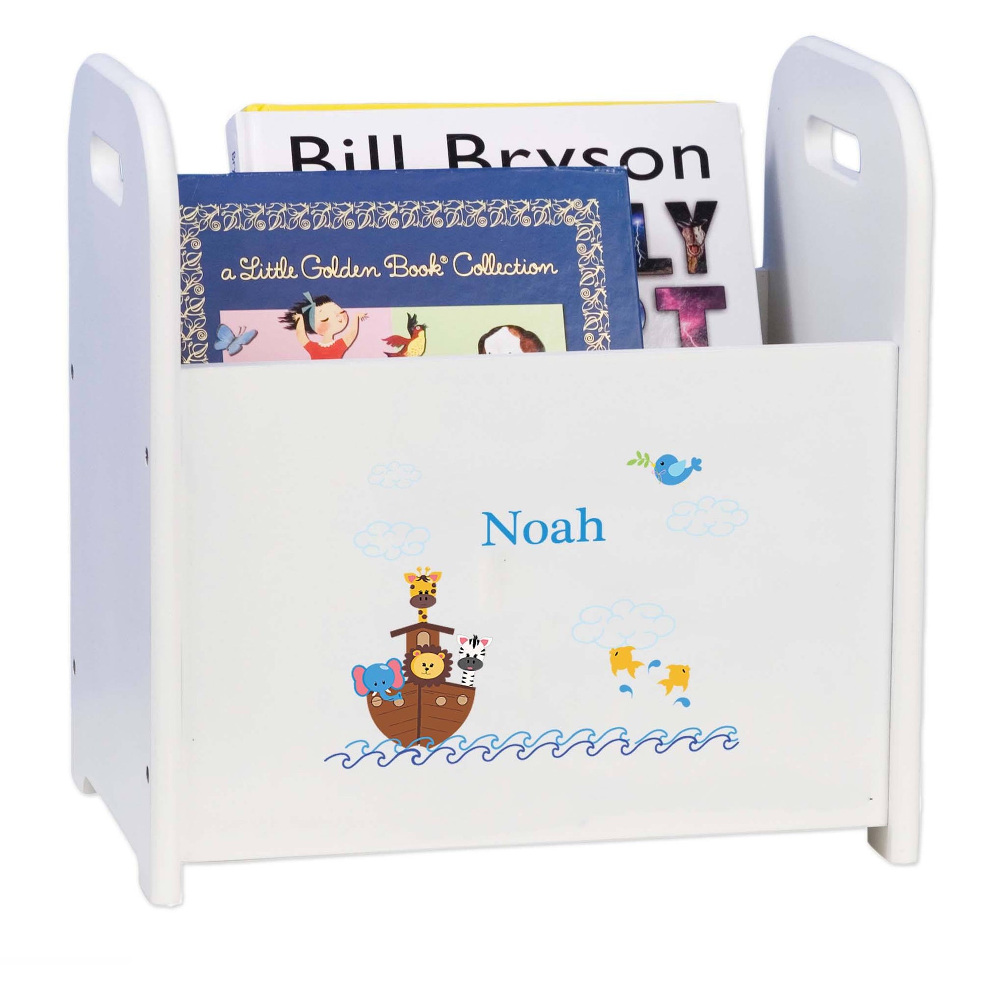Personalized Noahs Ark White Book Caddy Magazine Rack
