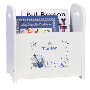 Personalized Blue Rock Star White Book Caddy And Rack