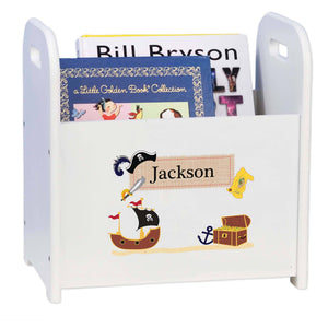 Personalized Pirate White Book Caddy Magazine Rack