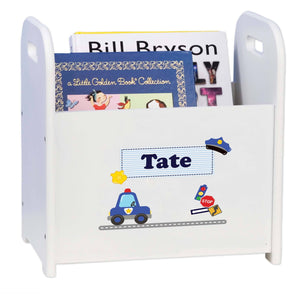 Personalized Police White Book Caddy And Rack