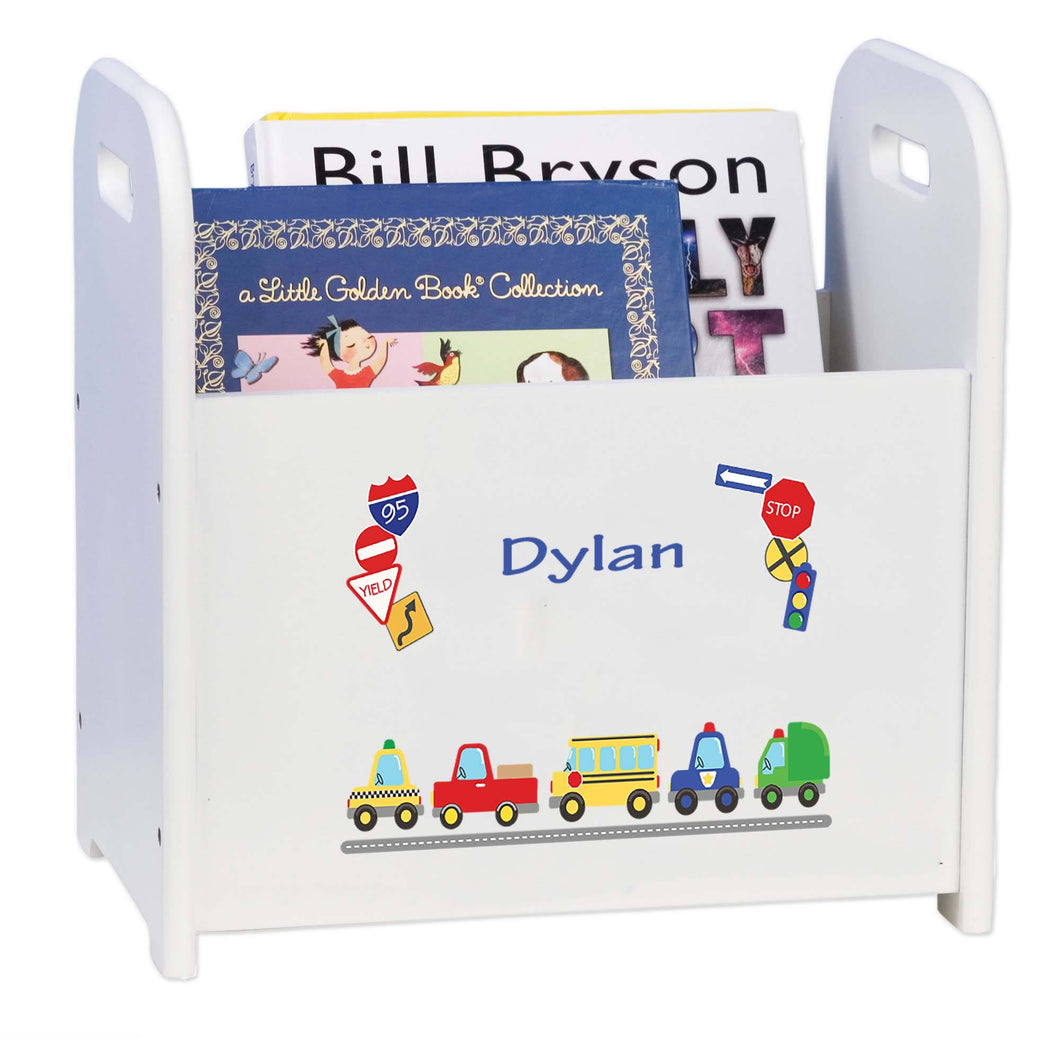 Personalized Cars And Trucks Book Caddy And Rack