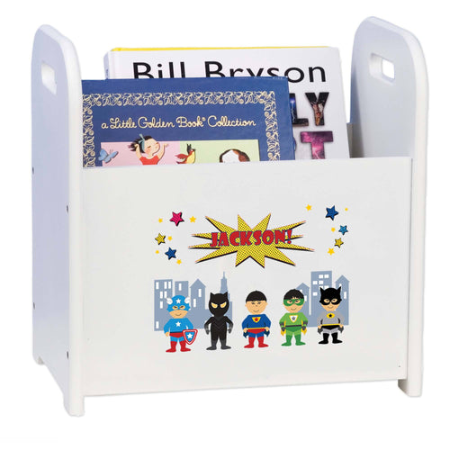 Personalized Superhero Asian Book Caddy And Rack