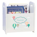 Personalized Hot Air Balloon White Book Caddy And Rack
