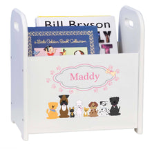 Personalized Pink Dogs White Book Caddy And Magazine Rack