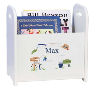 Personalized Gone Fishing Book Caddy And Rack