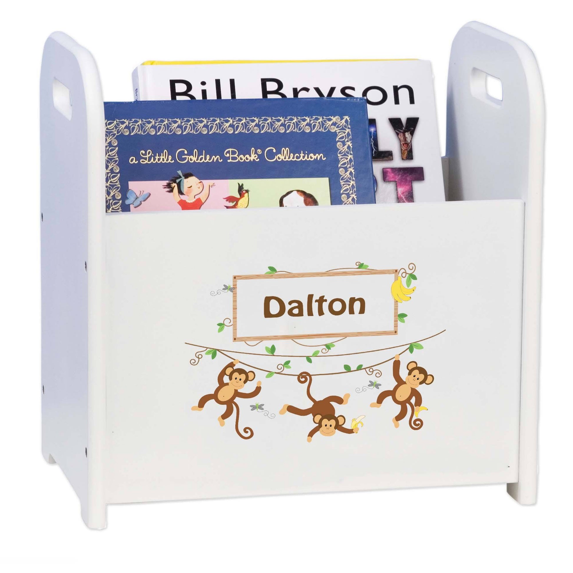 Personalized Monkey Boy Book Caddy And Rack