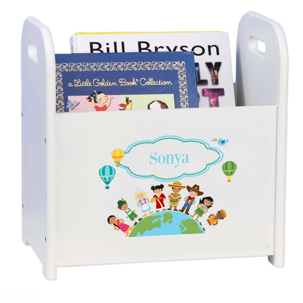 Personalized Small World Book Caddy And Rack